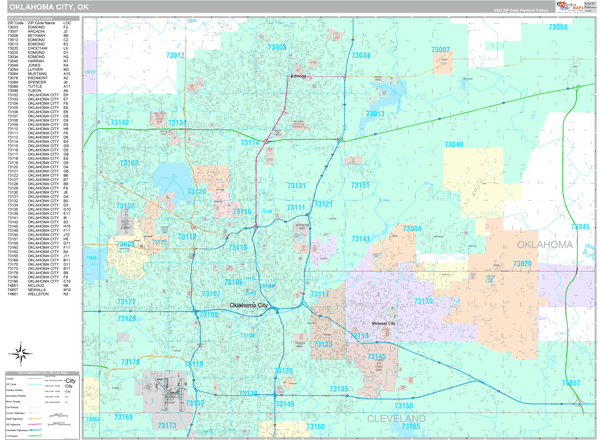 Oklahoma City, OK Wall Map